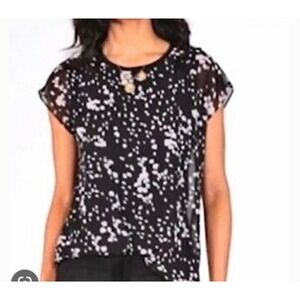 Cabi Women's Cosmos Night Sky SHort Sleeve Blouse Sz‎ L